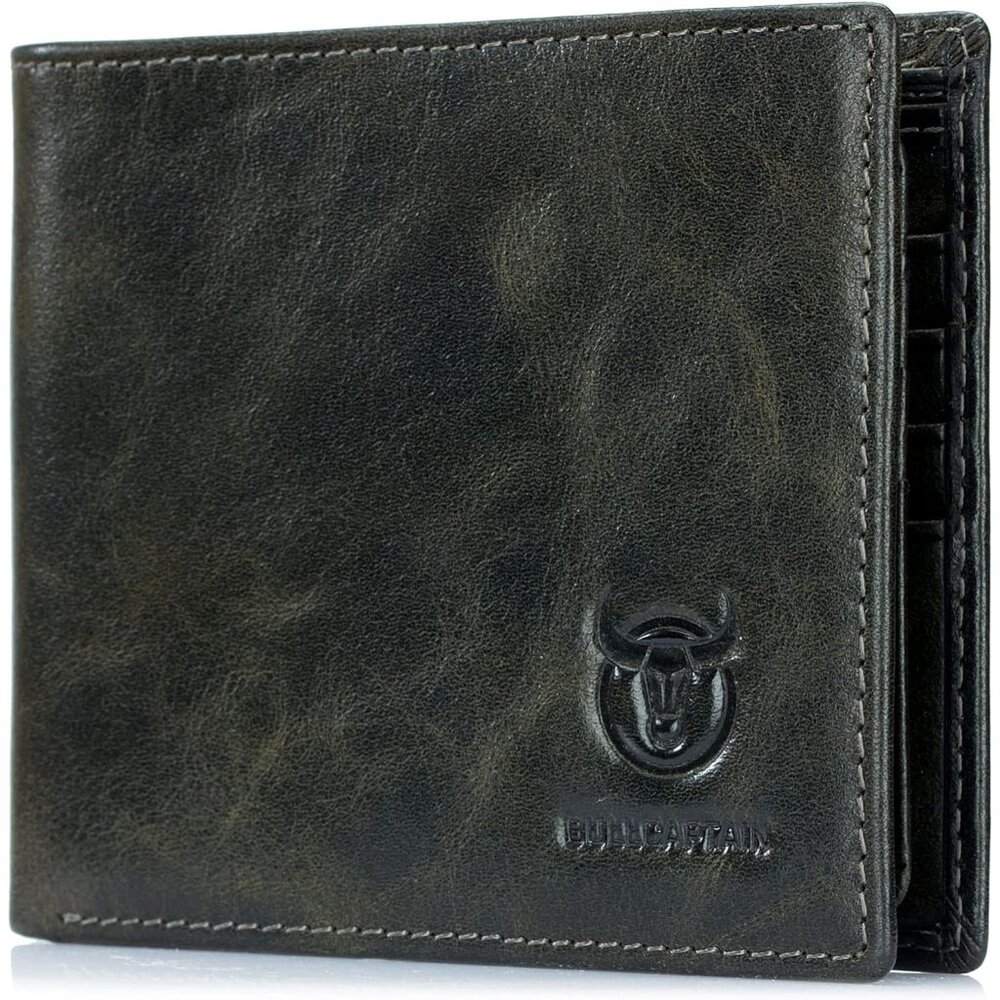 Wallets for Men Slim Bifold Genuine Leather Front Pocket Wallet Forest Green